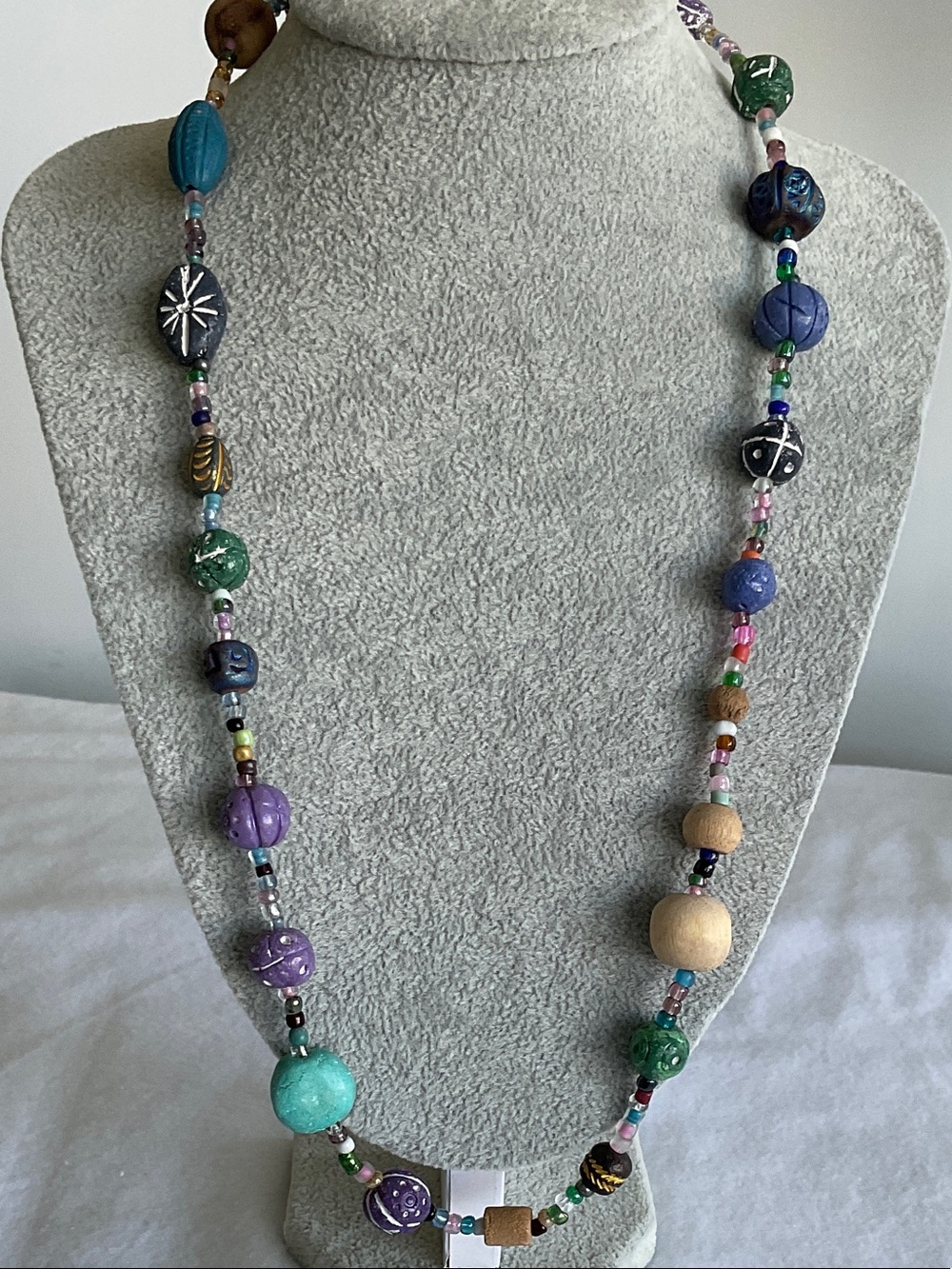 Multicolor Wood Acrylic Beaded Boho Necklace